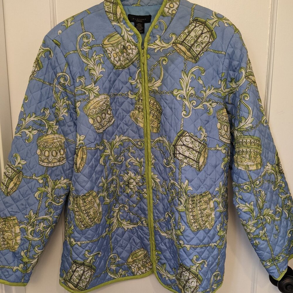 Silkland Woman's Jacket Size 1X 100% Silk Quilted Lined Lightweight
